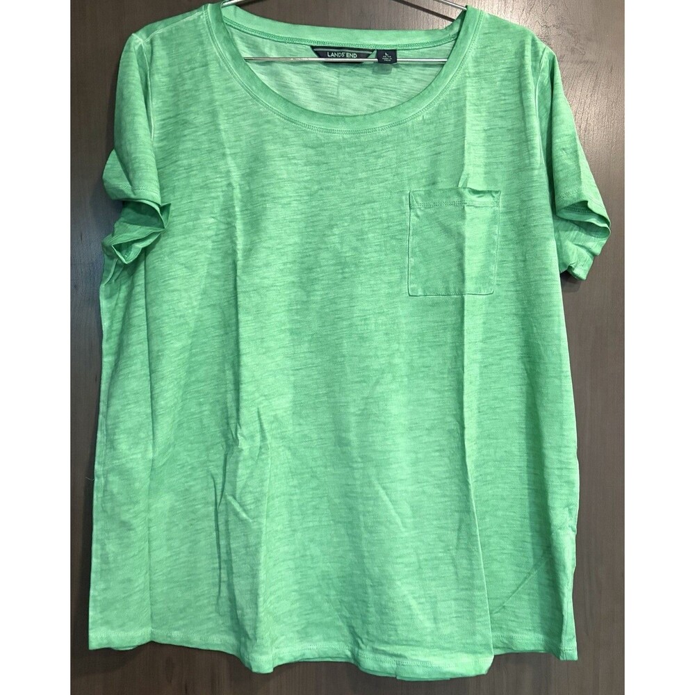 Lands End Jersey Pocket Tea Green Size Large